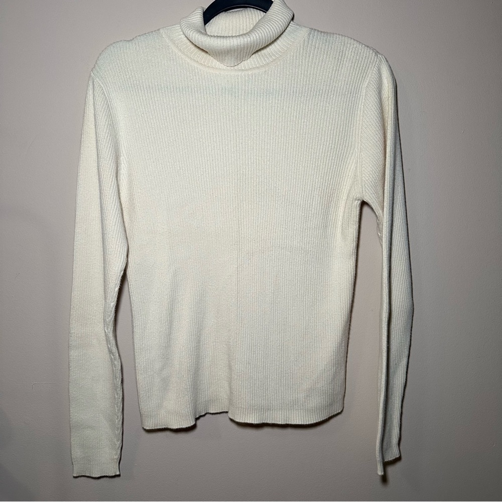 GAP 100% Cotton Ribbed Long SleeveTurtleneck Butter Yellow Sweater Size M